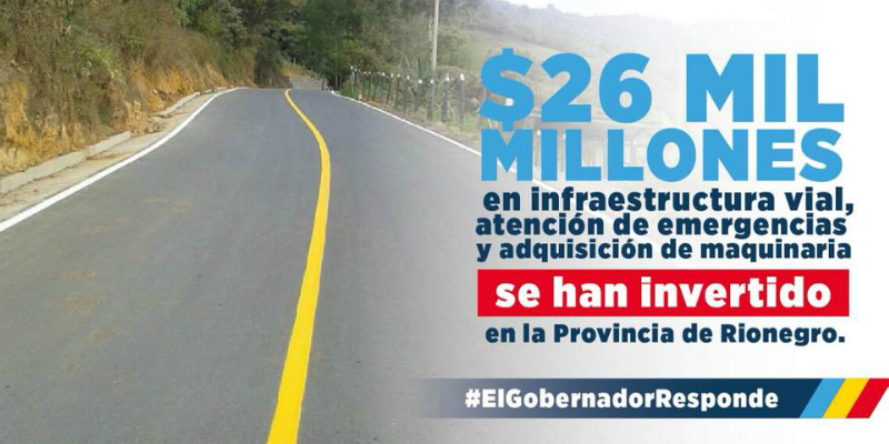 "La inversión en la provincia de Rionegro se ha hecho": Jorge Emilio Rey