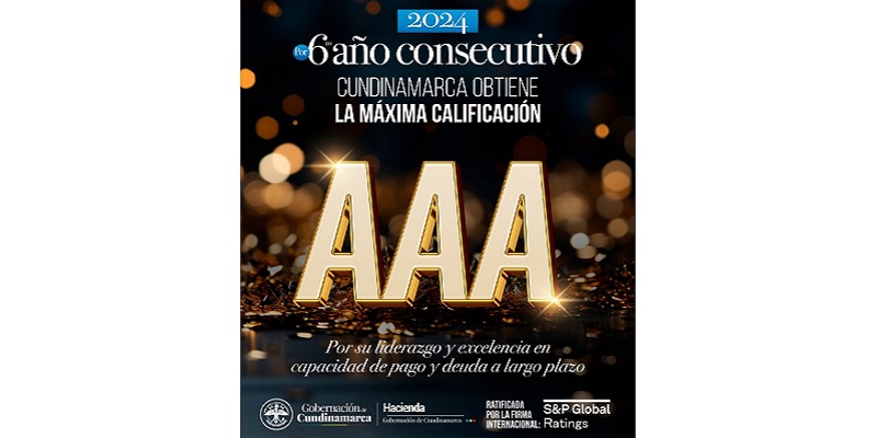 Por sexto año consecutivo, Cundinamarca recibe calificación AAA